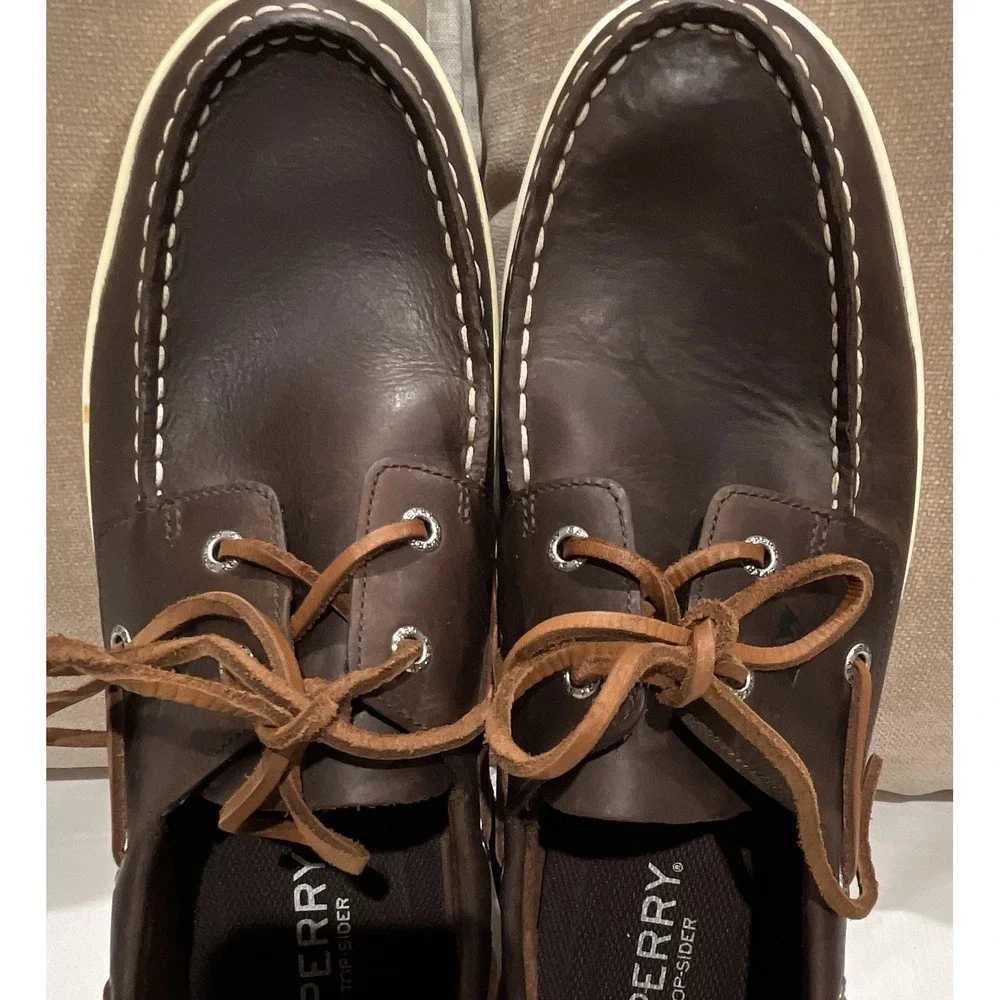 Sperry Top-Sider Mens Bahama II Boat Shoes Brown Leather STS18789 Size 12